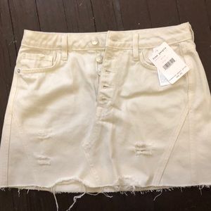 free people cream denim skirt